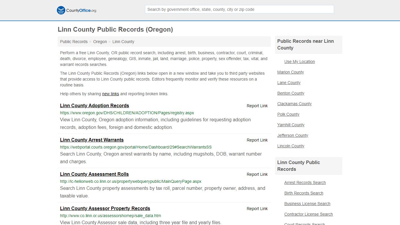 Public Records - Linn County, OR (Business, Criminal, GIS ...